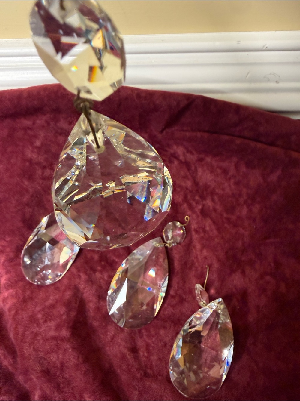 Set of 6 Vintage Chandelier Crystals Drops Prisms